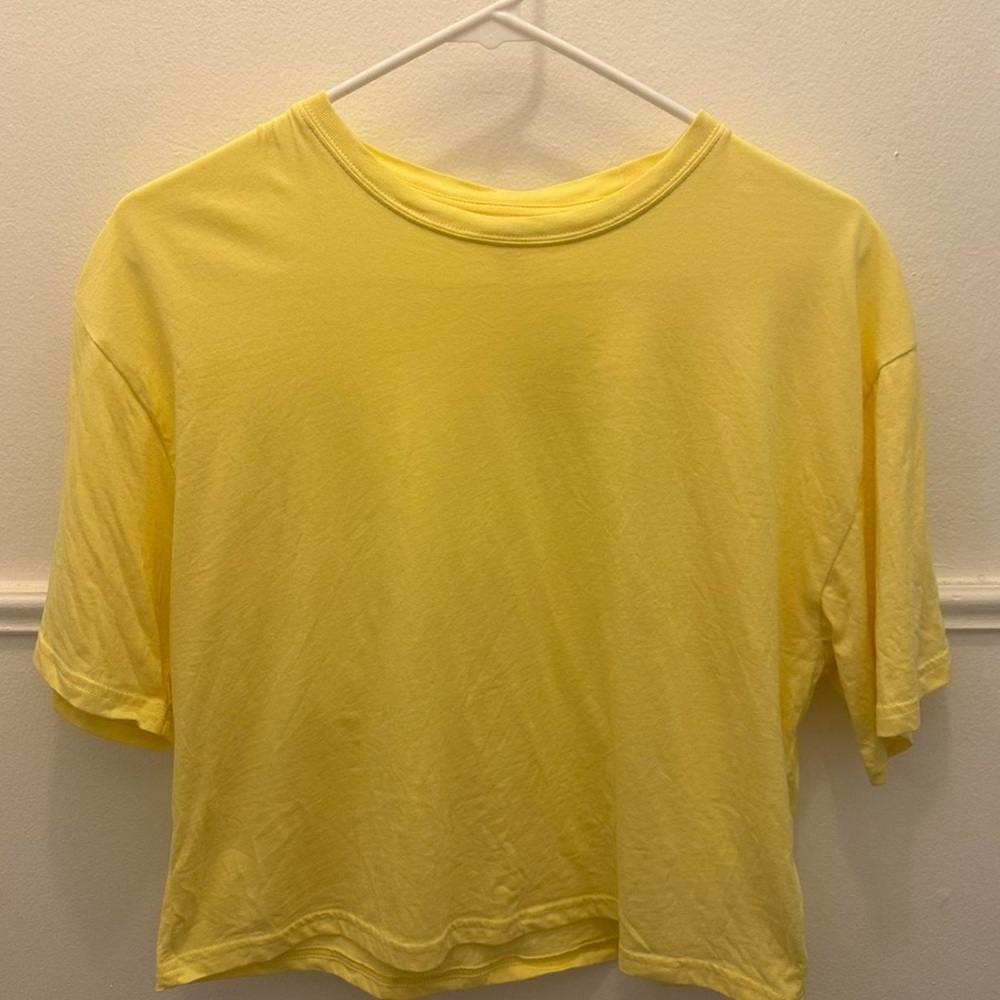Athleta True Cotton Crop Tee in Citron (DISCONTINUED COLOR), size S